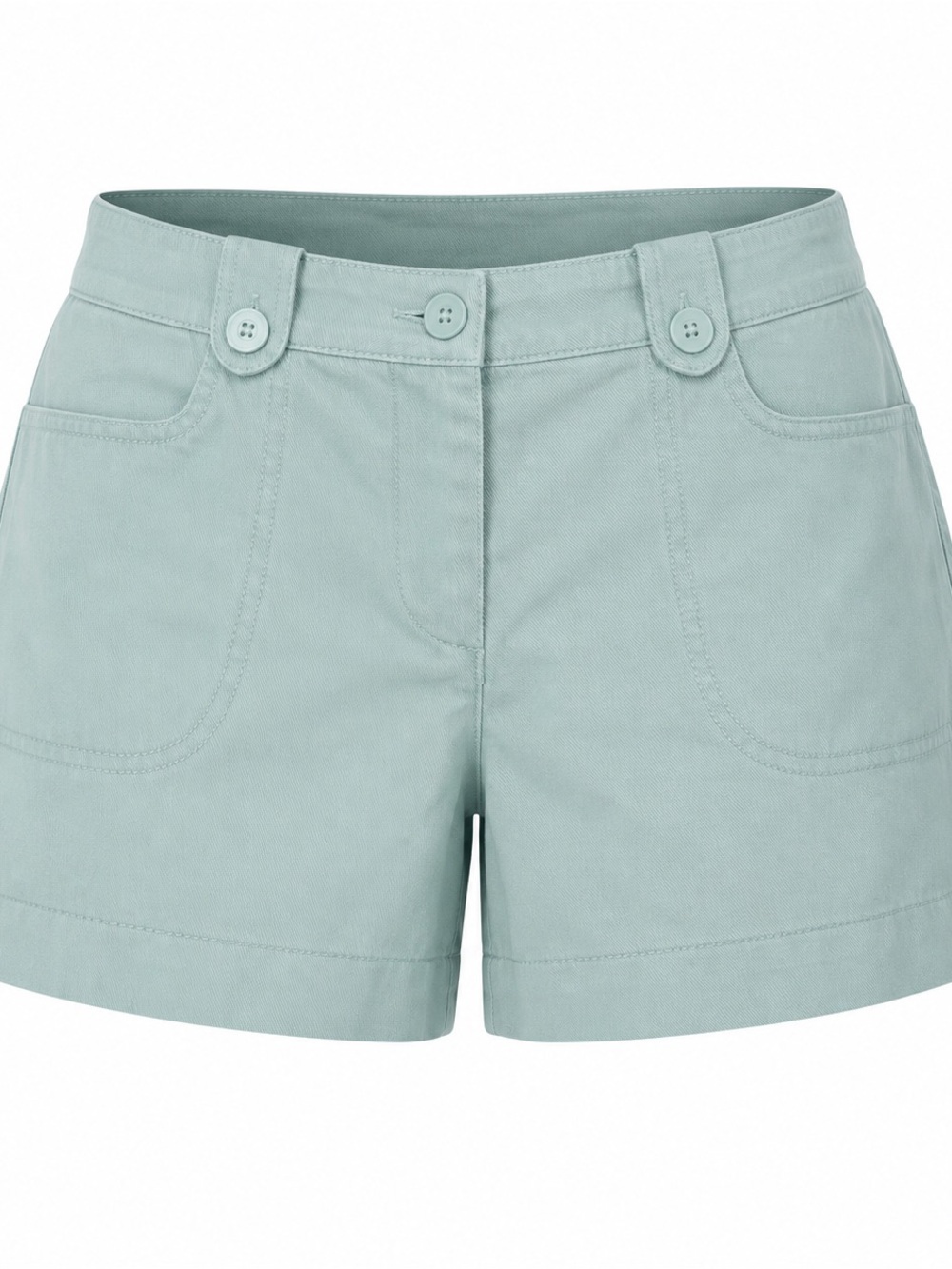 Ann Taylor Loft Womens Aqua Cotton High-Waisted Shorts Size 8 w/Button Pockets